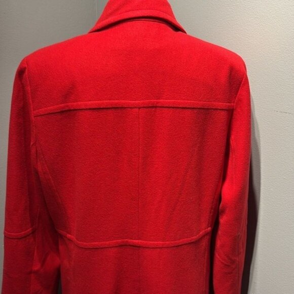 Harve Bernard Red Wool Blend Pea Coat Sz10P Career Old Money Preppy - Picture 5 of 13